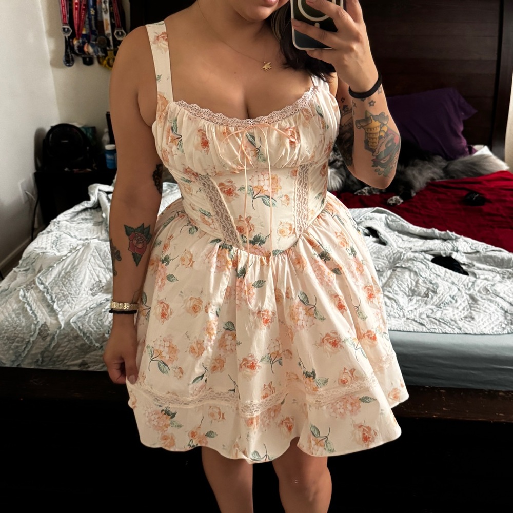 House of CB Cream Floral Mini Dress